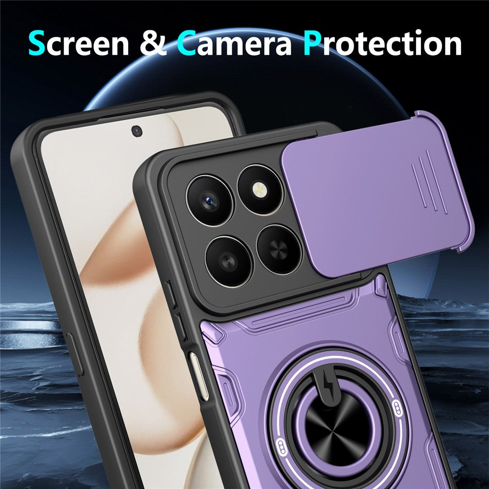 Magnetic Case for Honor 400 Smart 4G / 400 Smart 5G / X7d 4G Sliding Camera Cover TPU+PC Phone Cover with Rotating Kickstand