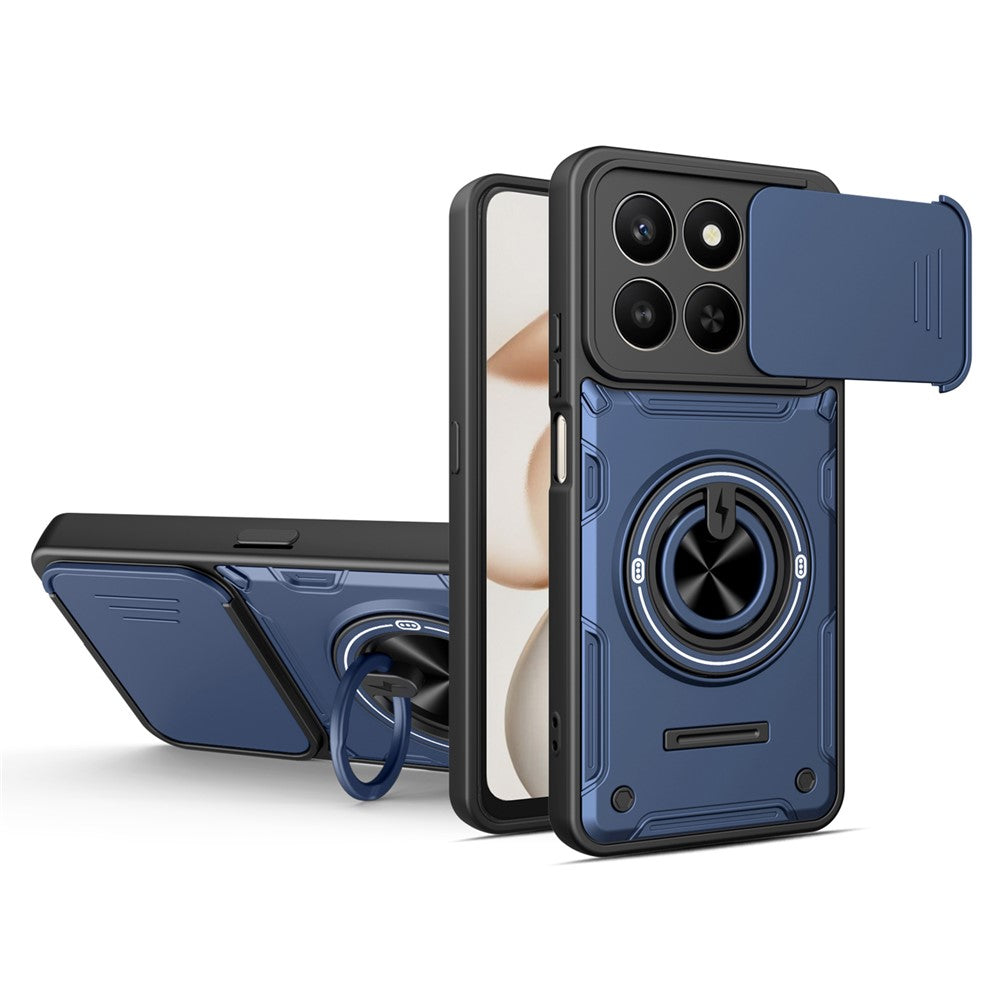Magnetic Case for Honor 400 Smart 4G / 400 Smart 5G / X7d 4G Sliding Camera Cover TPU+PC Phone Cover with Rotating Kickstand