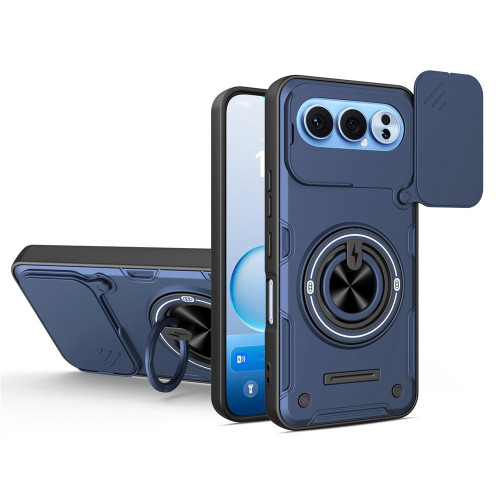 Til Honor 500 5G / 500 Pro 5G Magnetisk cover Skydbart kameradæksel TPU+PC telefoncover med roterende støttefod