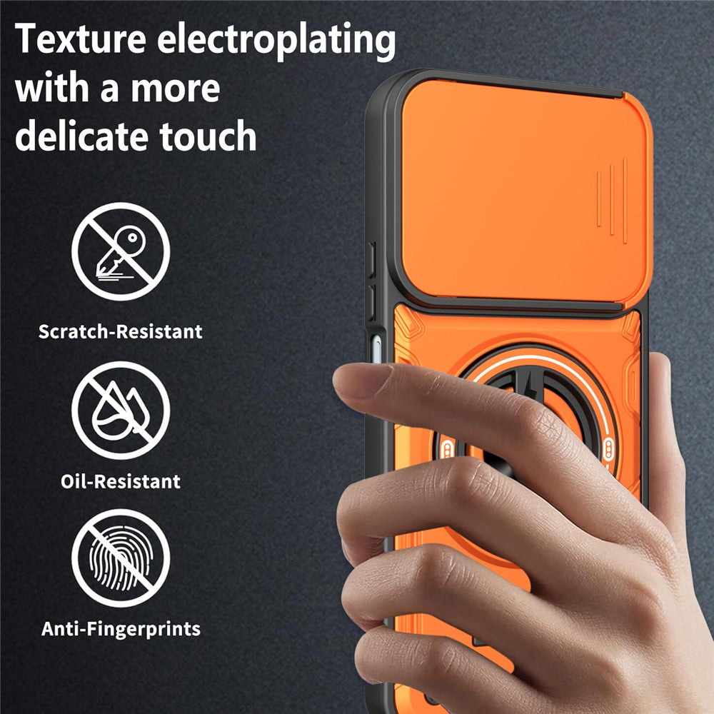 For Honor X8c 4G / X8b 4G Magnetic Case Sliding Camera Cover TPU+PC Phone Cover with Rotating Kickstand