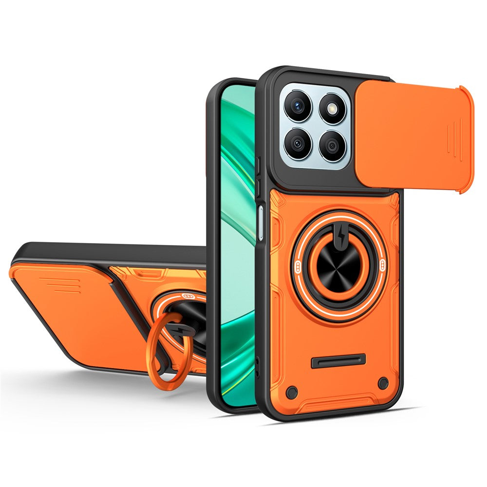 For Honor X8c 4G / X8b 4G Magnetic Case Sliding Camera Cover TPU+PC Phone Cover with Rotating Kickstand