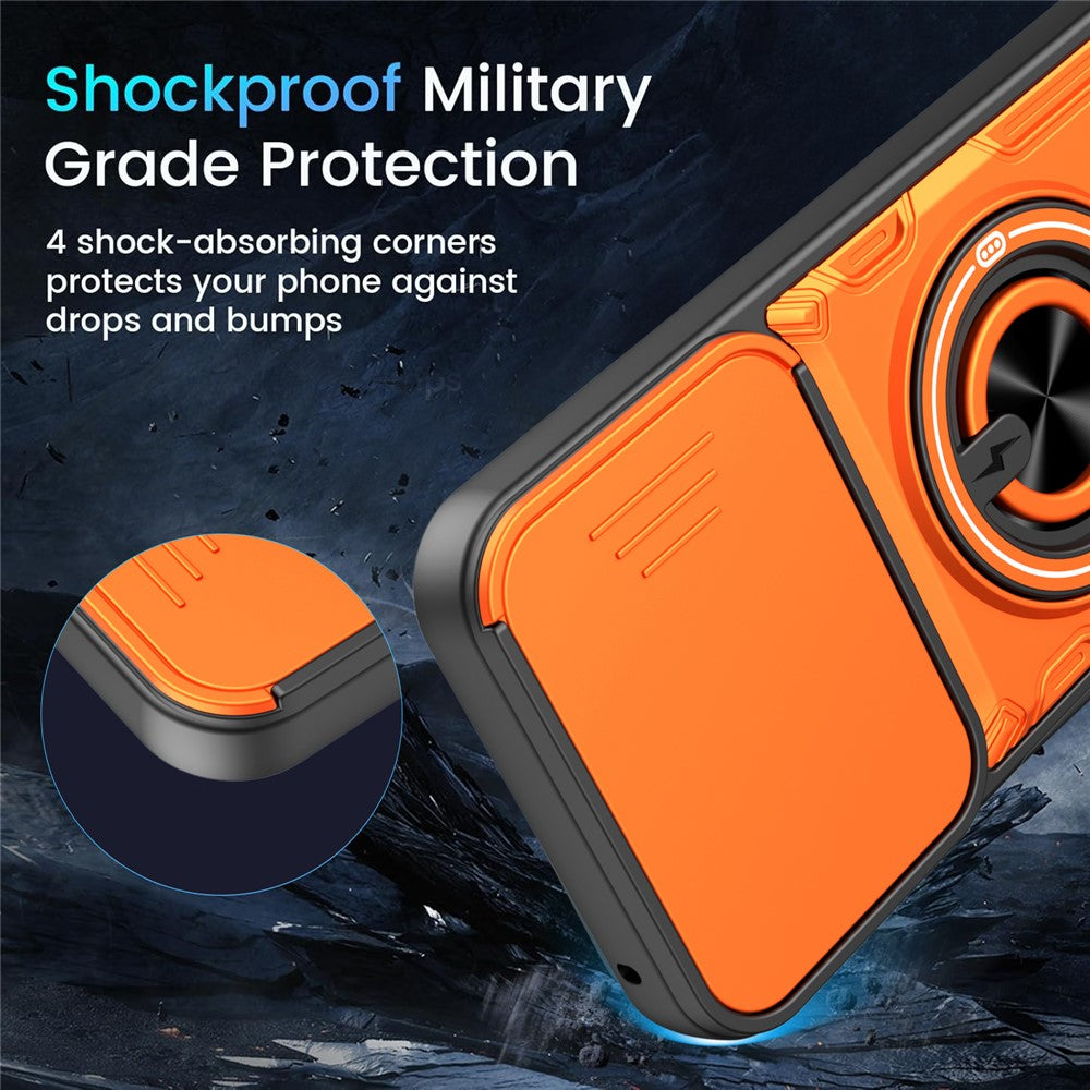 For Honor X8c 4G / X8b 4G Magnetic Case Sliding Camera Cover TPU+PC Phone Cover with Rotating Kickstand