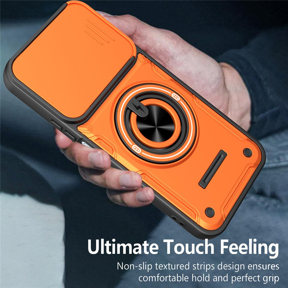 For Honor X8c 4G / X8b 4G Magnetic Case Sliding Camera Cover TPU+PC Phone Cover with Rotating Kickstand