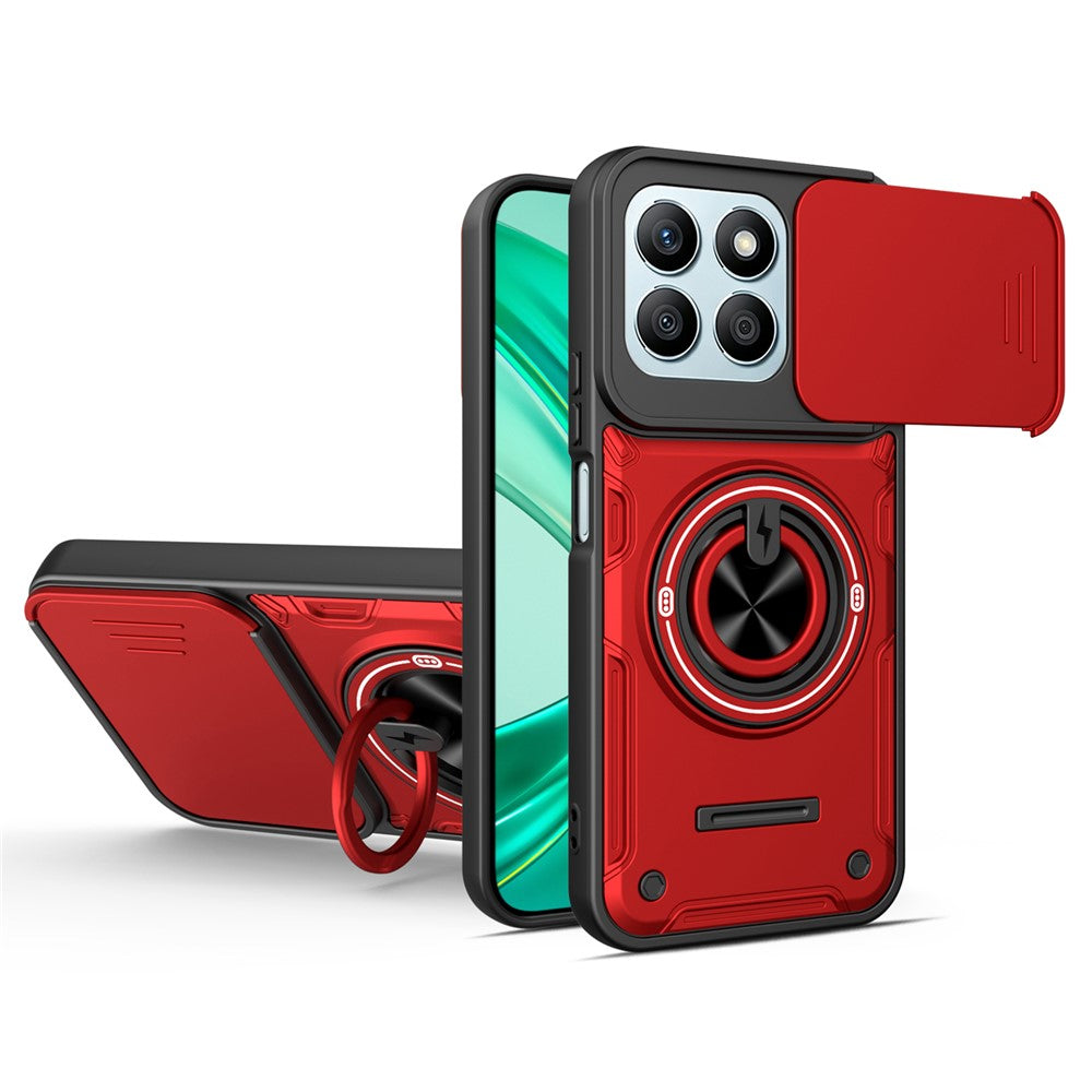 For Honor X8c 4G / X8b 4G Magnetic Case Sliding Camera Cover TPU+PC Phone Cover with Rotating Kickstand