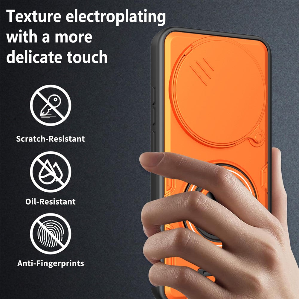 Magnetisk Cover til Honor Magic7 Lite 5G / X60 Pro 5G / X9c 5G Skydelåg til Kamera TPU+PC Telefoncover med Roterende Stander