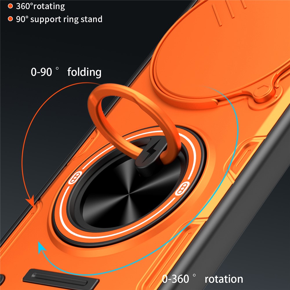 Magnetic Case for Honor Magic7 Lite 5G / X60 Pro 5G / X9c 5G Sliding Camera Cover TPU+PC Phone Cover with Rotating Kickstand