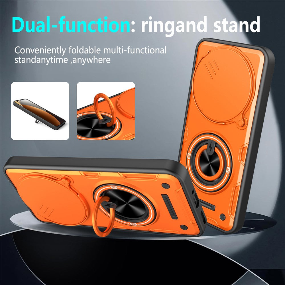 Magnetic Case for Honor Magic7 Lite 5G / X60 Pro 5G / X9c 5G Sliding Camera Cover TPU+PC Phone Cover with Rotating Kickstand
