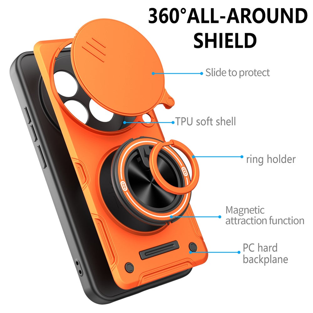 Magnetisk Cover til Honor Magic7 Lite 5G / X60 Pro 5G / X9c 5G Skydelåg til Kamera TPU+PC Telefoncover med Roterende Stander