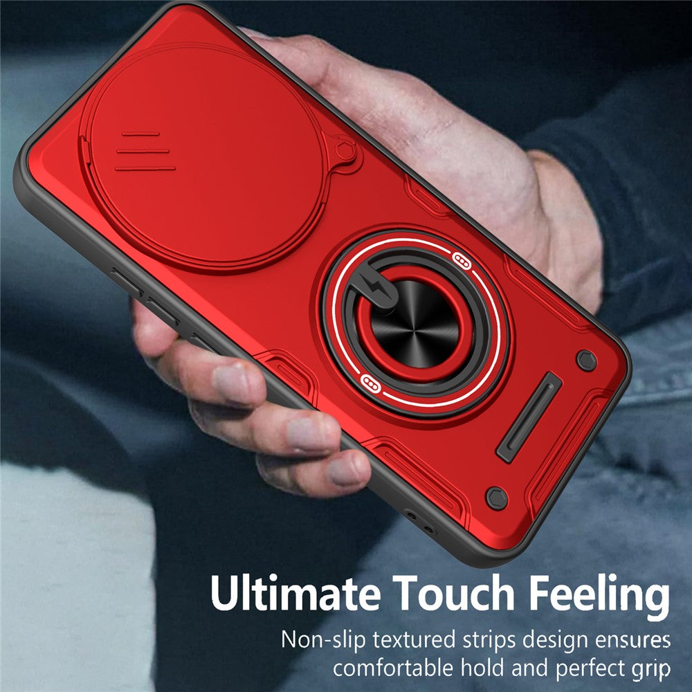 Magnetic Case for Honor Magic8 Lite 5G / X9d 5G / X70 5G Sliding Camera Cover TPU+PC Phone Cover with Rotating Kickstand