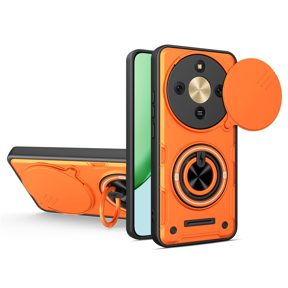 Magnetic Case for Honor Magic8 Lite 5G / X9d 5G / X70 5G Sliding Camera Cover TPU+PC Phone Cover with Rotating Kickstand