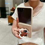 For Samsung Galaxy Z Flip7 5G Case Heart Clover Kickstand PC Phone Cover with Screen Protector