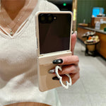 For Samsung Galaxy Z Flip7 5G Case Heart Clover Kickstand PC Phone Cover with Screen Protector