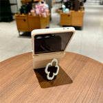For Samsung Galaxy Z Flip7 5G Case Heart Clover Kickstand PC Phone Cover with Screen Protector