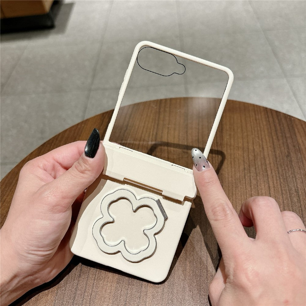 For Samsung Galaxy Z Flip7 5G Case Heart Clover Kickstand PC Phone Cover with Screen Protector