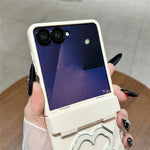 For Samsung Galaxy Z Flip7 5G Case Heart Clover Kickstand PC Phone Cover with Screen Protector