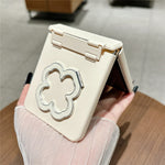 For Samsung Galaxy Z Flip7 5G Case Heart Clover Kickstand PC Phone Cover with Screen Protector