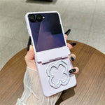 For Samsung Galaxy Z Flip7 5G Case Heart Clover Kickstand PC Phone Cover with Screen Protector