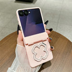 For Samsung Galaxy Z Flip7 5G Case Heart Clover Kickstand PC Phone Cover with Screen Protector