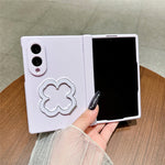 For Samsung Galaxy Z Fold8 Case Heart Clover Kickstand PC Phone Cover with Screen Protector