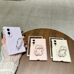 For Samsung Galaxy Z Fold8 Case Heart Clover Kickstand PC Phone Cover with Screen Protector