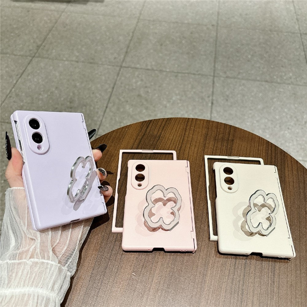 For Samsung Galaxy Z Fold8 Case Heart Clover Kickstand PC Phone Cover with Screen Protector