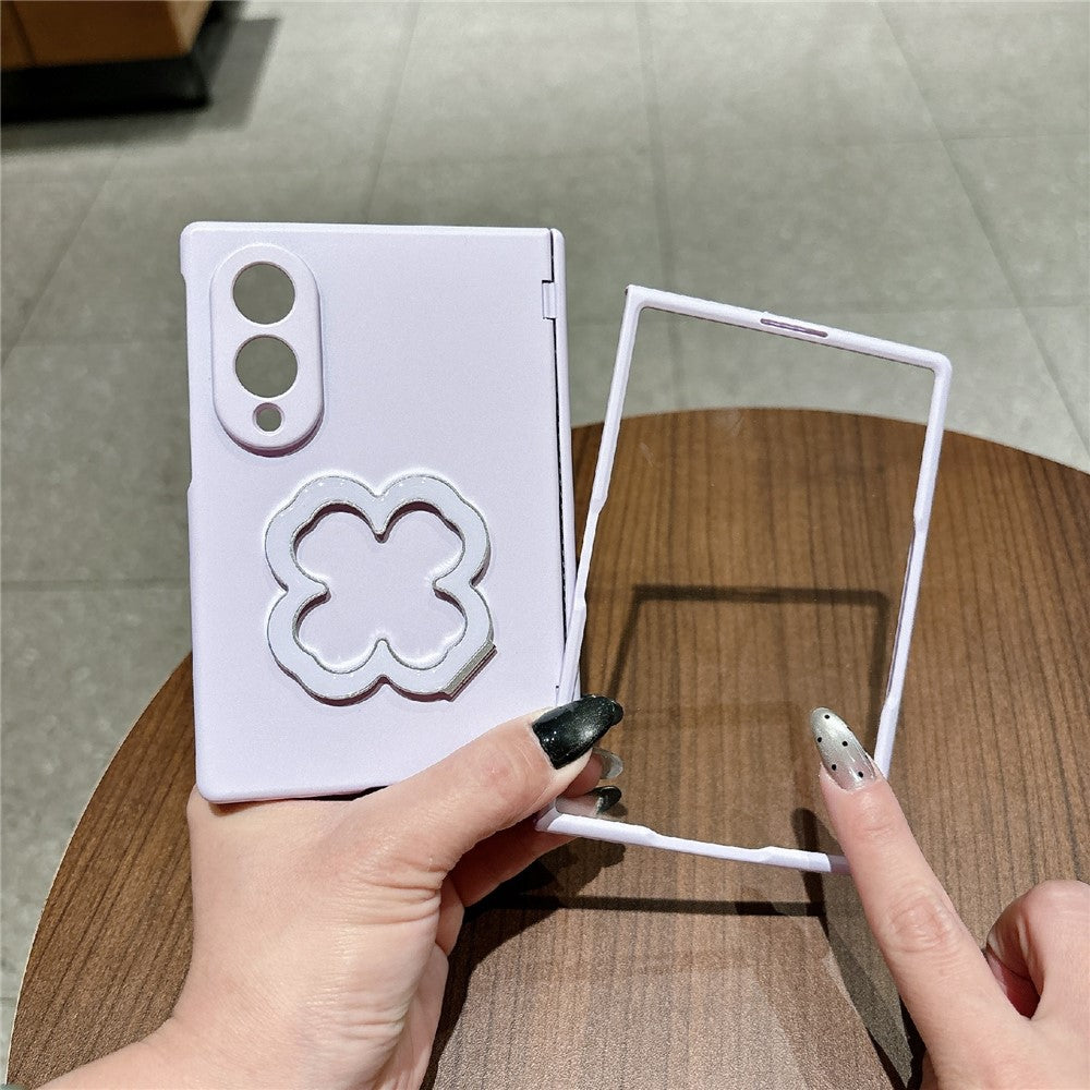 For Samsung Galaxy Z Fold8 Case Heart Clover Kickstand PC Phone Cover with Screen Protector