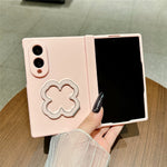 For Samsung Galaxy Z Fold8 Case Heart Clover Kickstand PC Phone Cover with Screen Protector