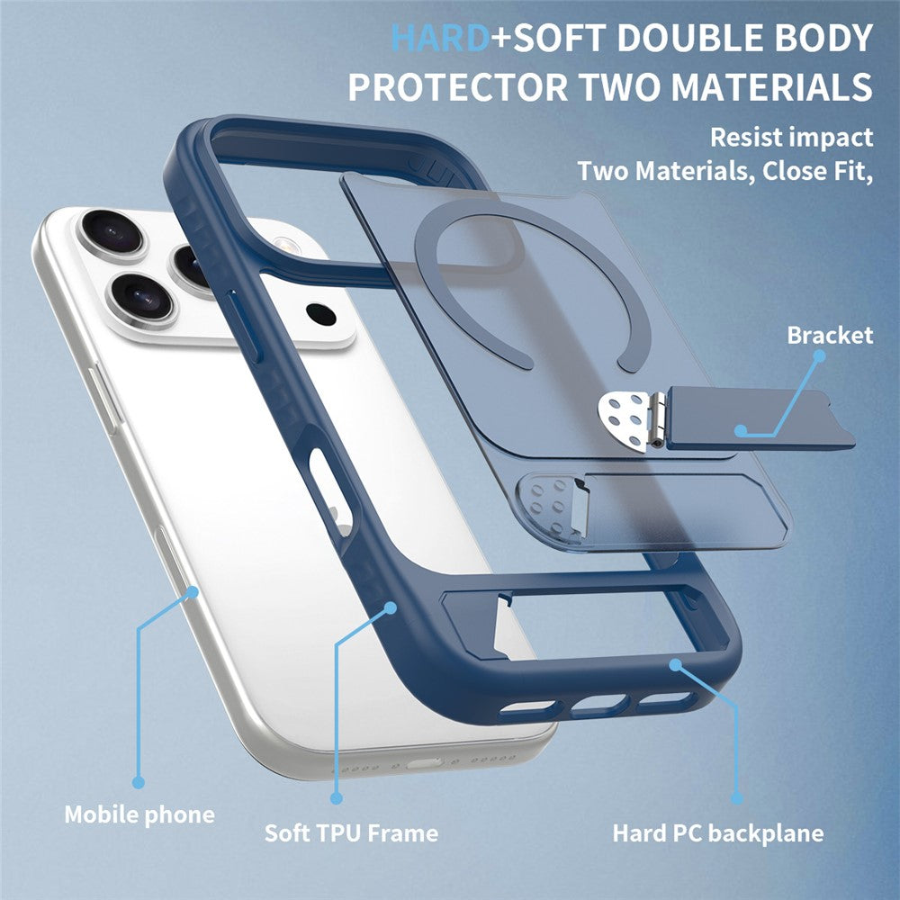 Til iPhone 18 Pro Max / 17 Pro Max Magnetisk Cover Ring Kickstand PC + TPU Skin Touch Telefoncover