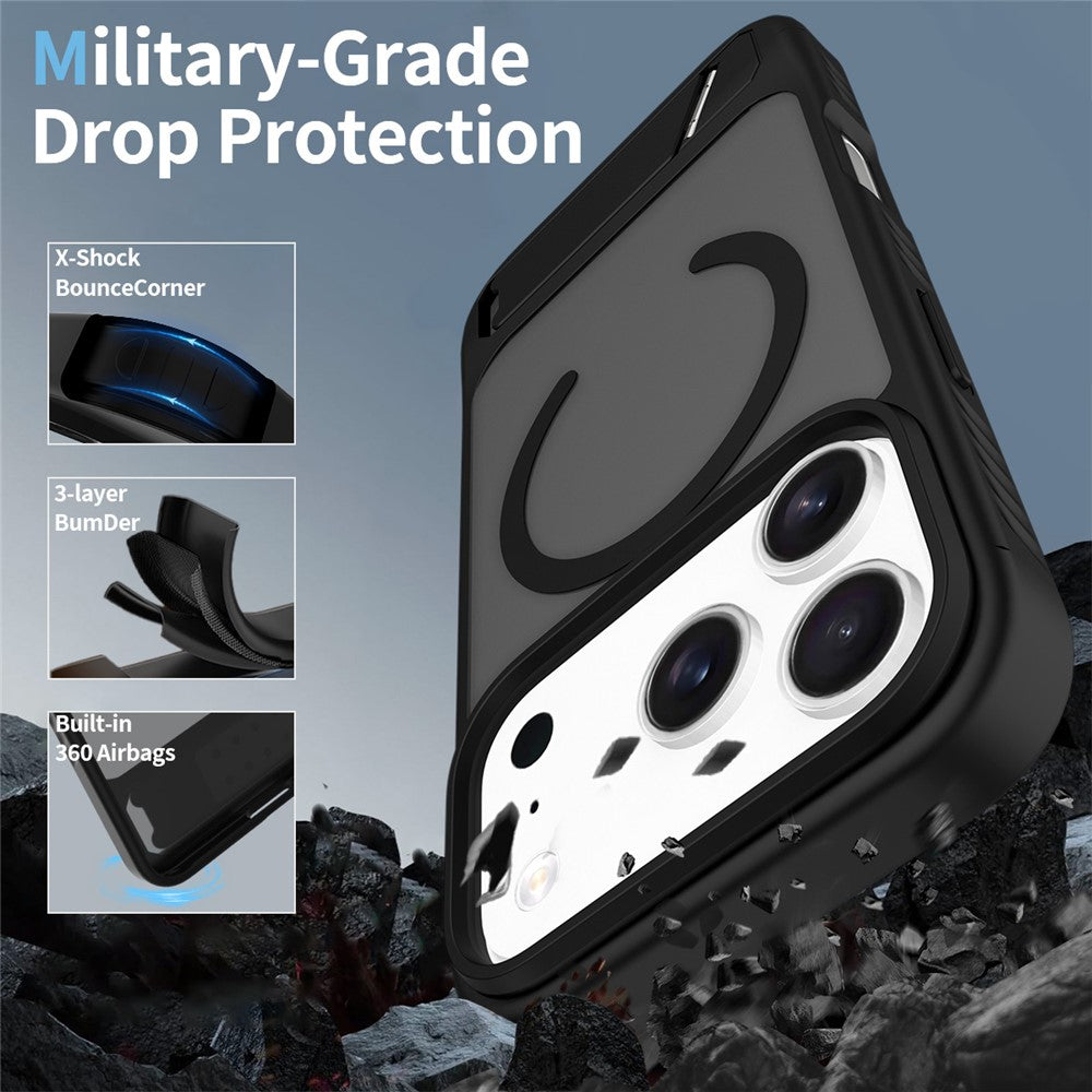For iPhone 18 Pro / 17 Pro Magnetic Case Ring Kickstand PC + TPU Skin Touch Phone Cover