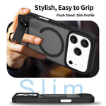 For iPhone 18 Pro / 17 Pro Magnetic Case Ring Kickstand PC + TPU Skin Touch Phone Cover
