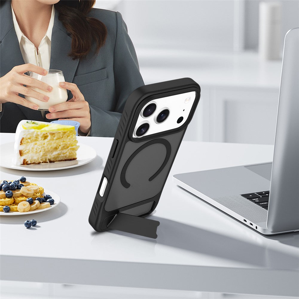 For iPhone 18 Pro / 17 Pro Magnetic Case Ring Kickstand PC + TPU Skin Touch Phone Cover