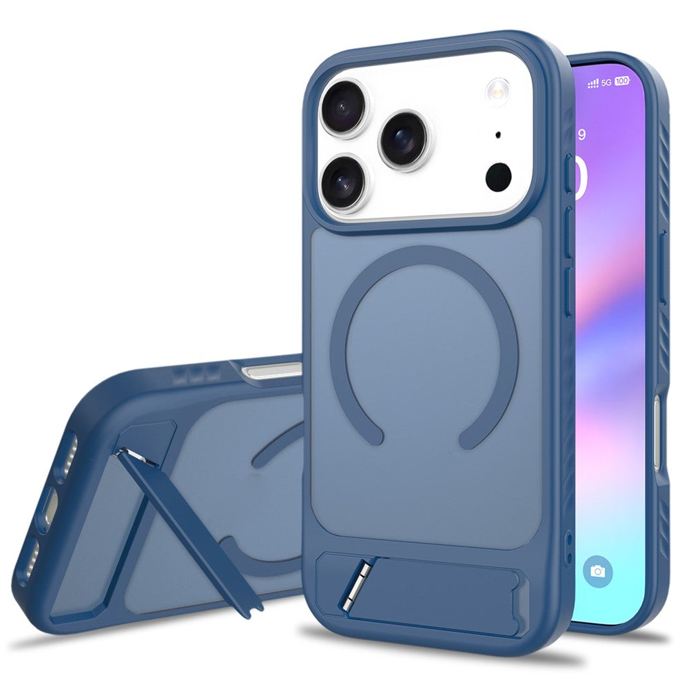 For iPhone 18 Pro / 17 Pro Magnetic Case Ring Kickstand PC + TPU Skin Touch Phone Cover
