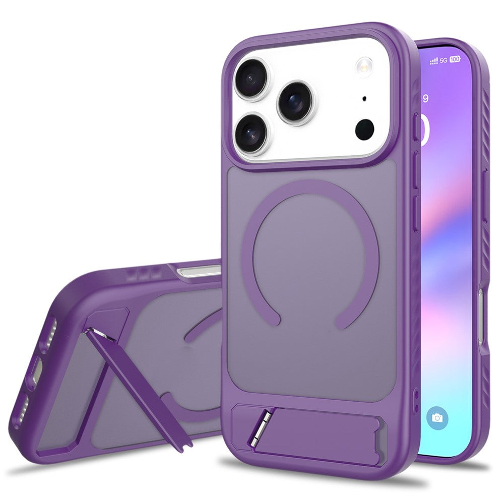 For iPhone 18 Pro / 17 Pro Magnetic Case Ring Kickstand PC + TPU Skin Touch Phone Cover