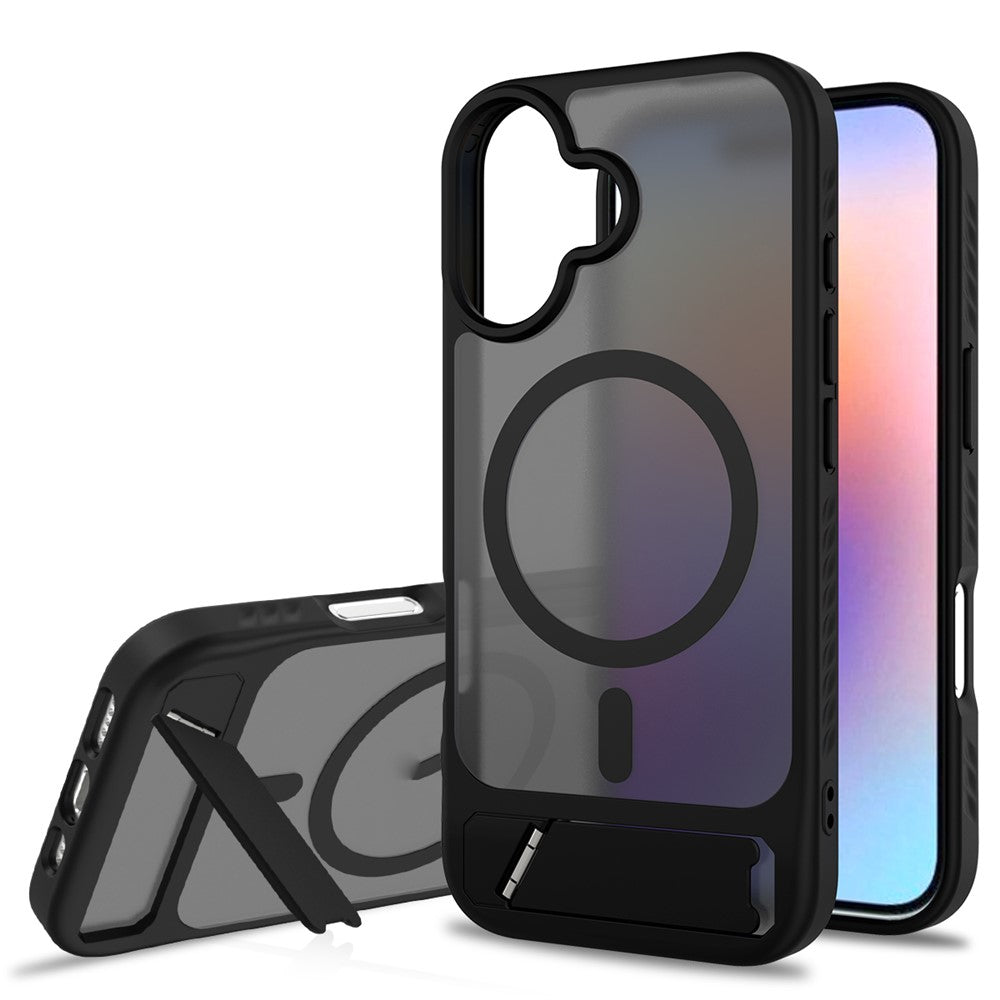 Til iPhone 17 Magnetisk Cover Ring Kickstand PC + TPU Skin Touch Telefoncover