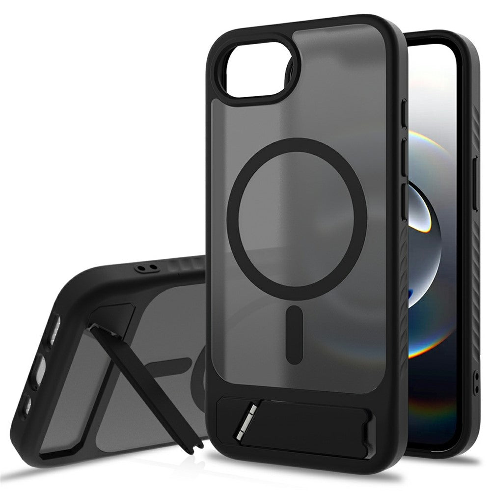 For iPhone 17th / 16th Magnetic Case Ring Kickstand PC + TPU Skin Touch Phone Cover