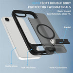 For iPhone 17th / 16th Magnetic Case Ring Kickstand PC + TPU Skin Touch Phone Cover