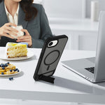 For iPhone 17th / 16th Magnetic Case Ring Kickstand PC + TPU Skin Touch Phone Cover