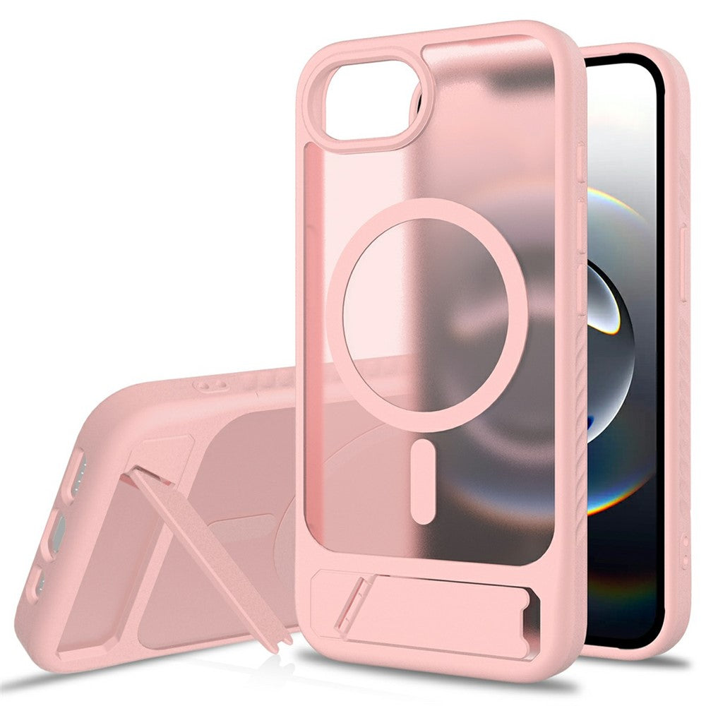 For iPhone 17th / 16th Magnetic Case Ring Kickstand PC + TPU Skin Touch Phone Cover