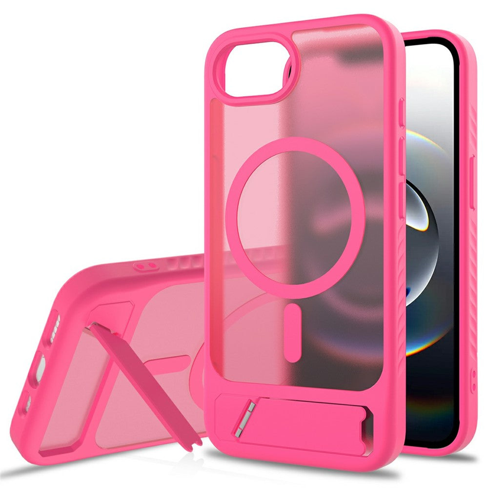 For iPhone 17th / 16th Magnetic Case Ring Kickstand PC + TPU Skin Touch Phone Cover