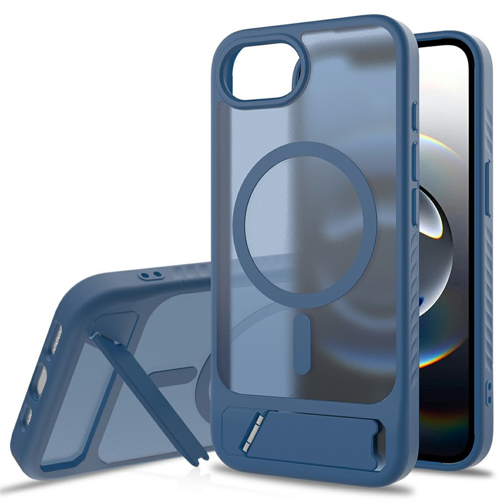 For iPhone 17th / 16th Magnetic Case Ring Kickstand PC + TPU Skin Touch Phone Cover