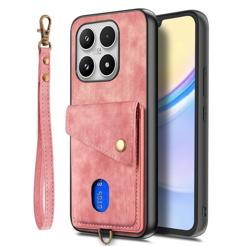 Xiaomi 17-skal med skärmskydd i härdat glas, korthållare, retro bakstycke i PU-läder