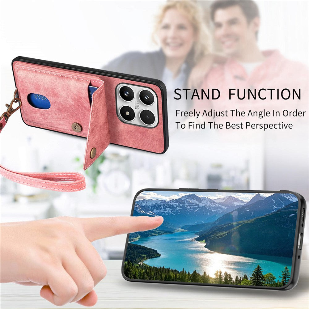 For Xiaomi 17 Case with Tempered Glass Screen Protector Card Holder Retro PU Leather Phone Back Cover