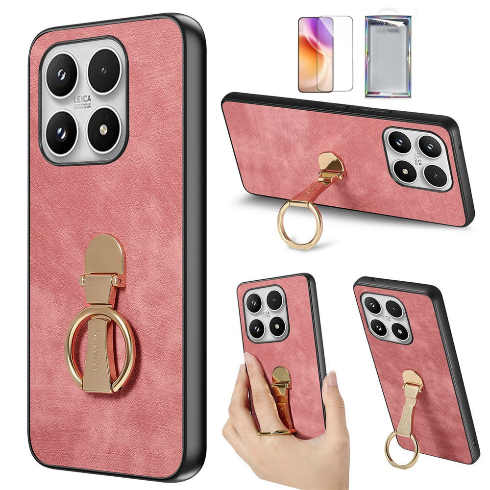 For Xiaomi 17 Case with Tempered Glass Screen Protector Folding Kickstand Retro Leather Phone Back Cover