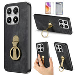 For Xiaomi 17 Case with Tempered Glass Screen Protector Folding Kickstand Retro Leather Phone Back Cover