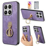 For Xiaomi 17 Case with Tempered Glass Screen Protector Folding Kickstand Retro Leather Phone Back Cover