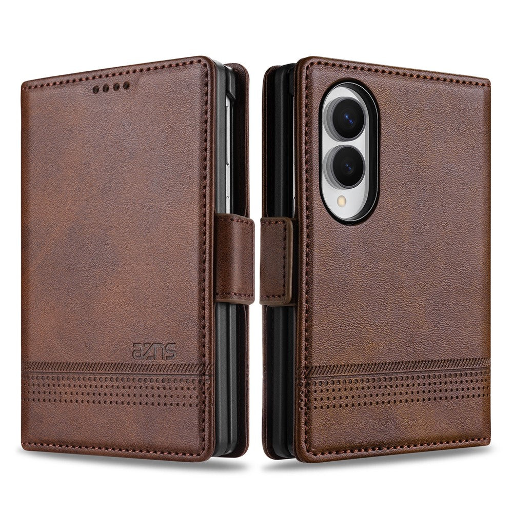 AZNS For Samsung Galaxy Z Fold8 Case Cowhide Texture PU Leather Wallet Phone Cover