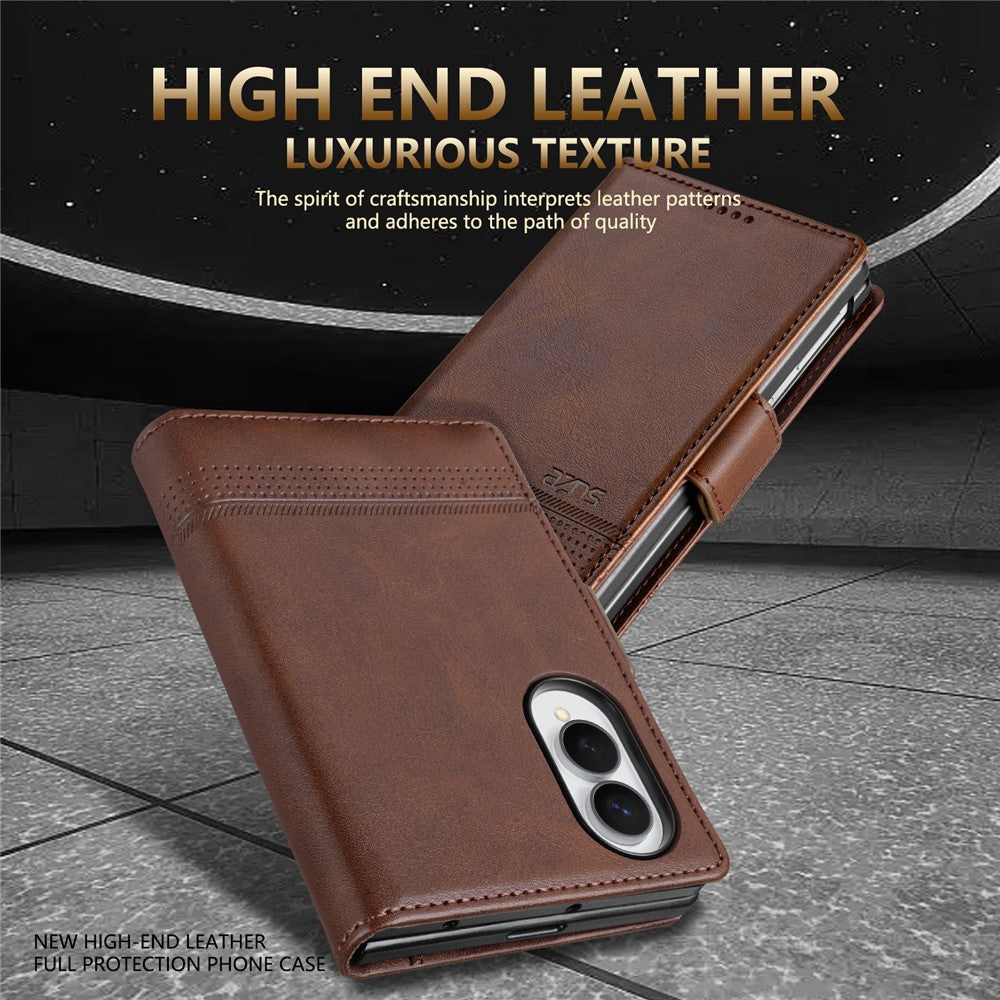 AZNS For Samsung Galaxy Z Fold8 Case Cowhide Texture PU Leather Wallet Phone Cover