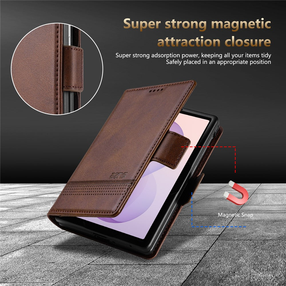 AZNS For Samsung Galaxy Z Fold8 Case Cowhide Texture PU Leather Wallet Phone Cover