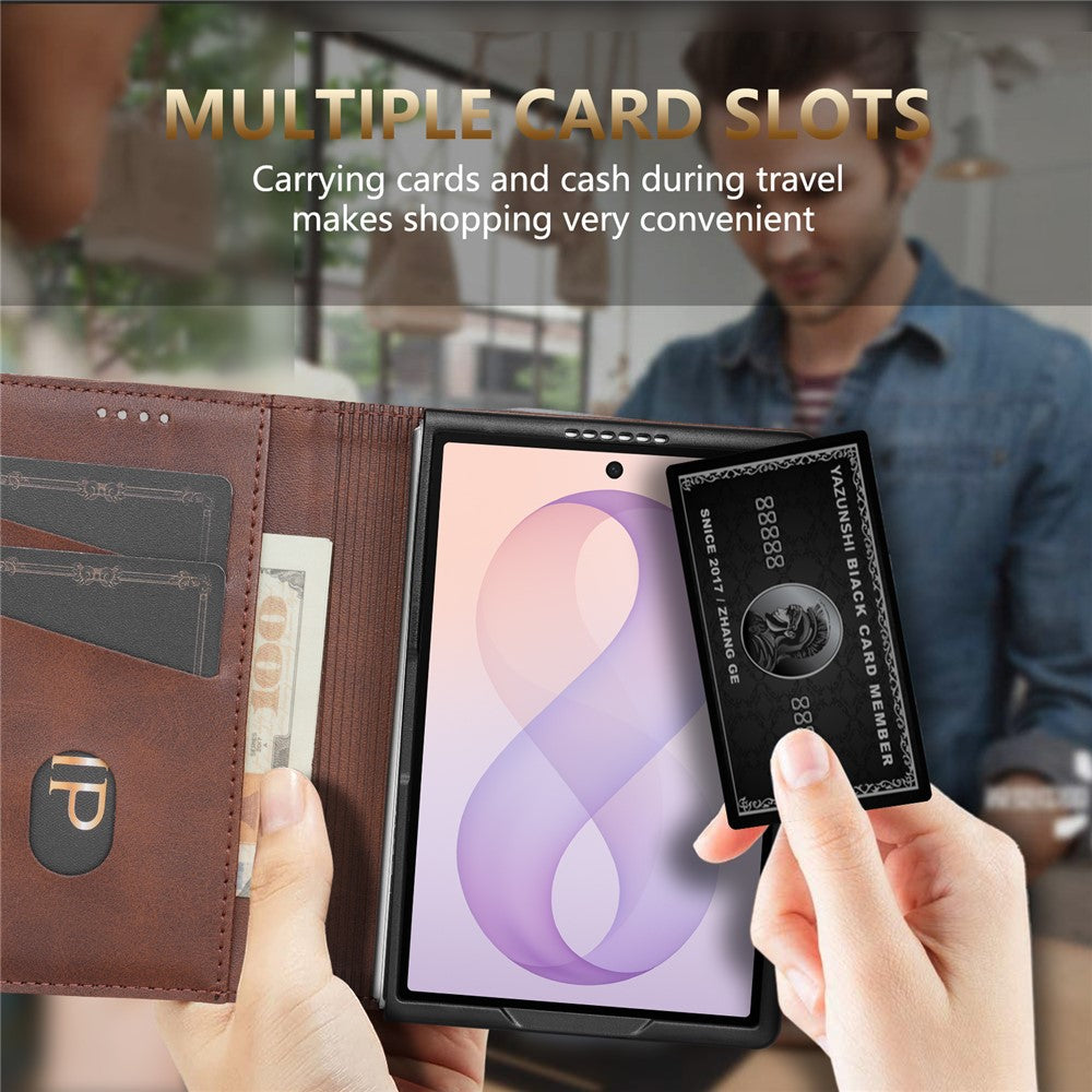 AZNS For Samsung Galaxy Z Fold8 Case Cowhide Texture PU Leather Wallet Phone Cover