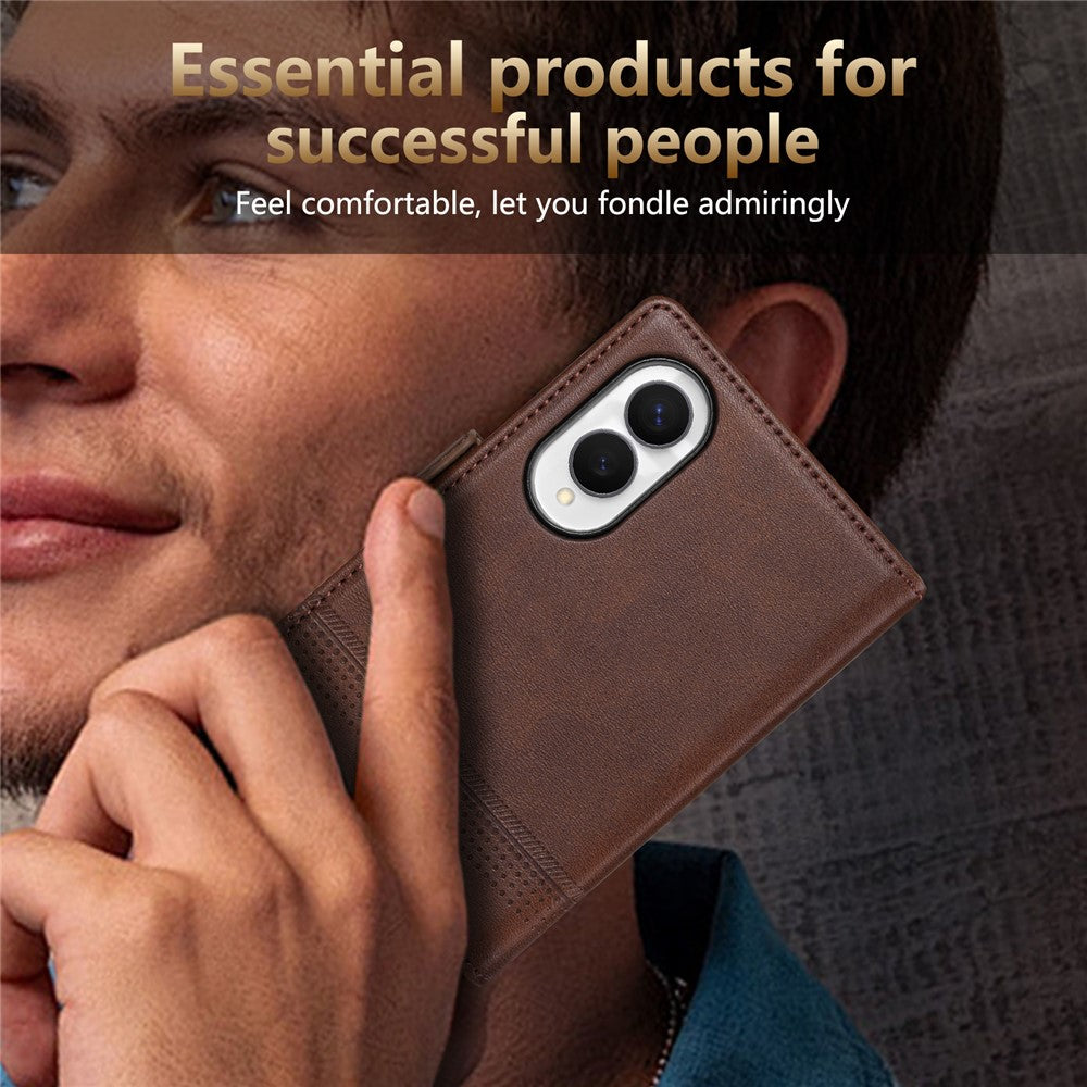 AZNS For Samsung Galaxy Z Fold8 Case Cowhide Texture PU Leather Wallet Phone Cover
